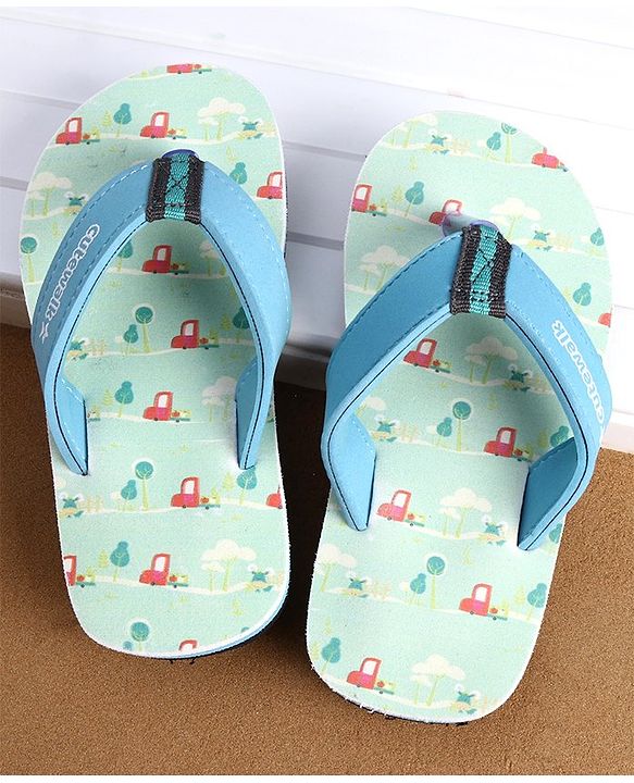 Cute Walk by Babyhug Flip Flops Vehicle Print - Blue