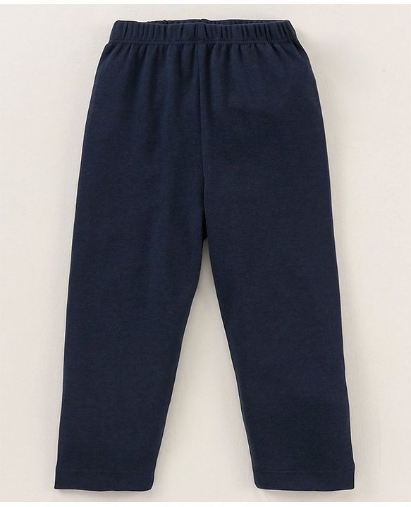 Babyhug Cotton Full Length Solid Colour Lounge Pant - Navy Blue