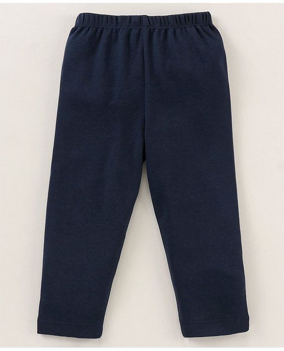 Babyhug Cotton Full Length Solid Colour Lounge Pant - Navy Blue