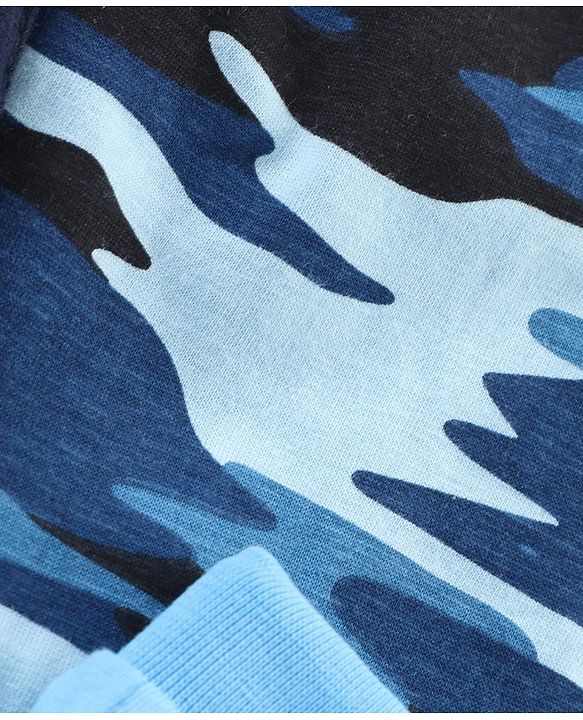 Babyhug Full Length Solid Colour and Camouflage Lounge Pants Pack of 2 - Blue