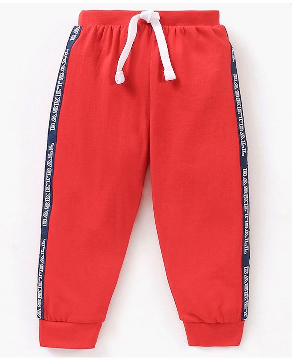 Babyhug Cotton Full Length Lounge Pants Text Print Pack of 2 - Navy Blue Red