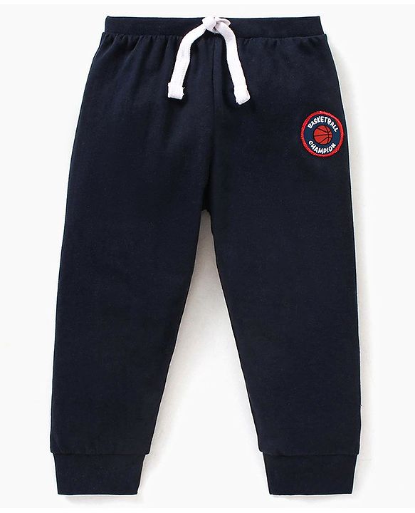 Babyhug Cotton Full Length Lounge Pants Text Print Pack of 2 - Navy Blue Red