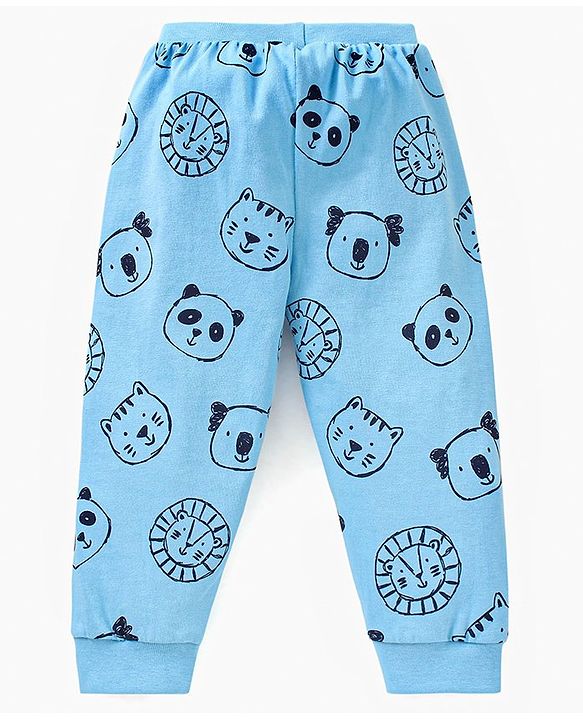 Babyhug Cotton Full Length Lounge Pants Panda Face Print Pack of 2 - Navy Blue