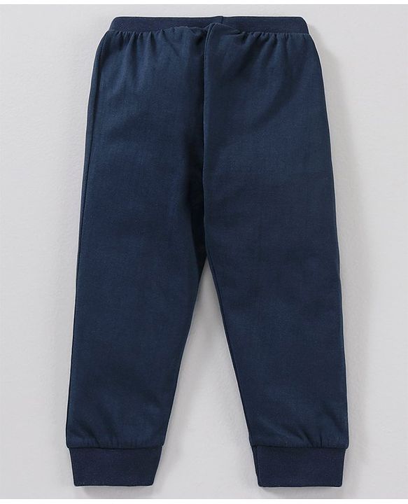 Babyhug Cotton Full Length Ribbed Waist Lounge Pant Printed Pack of 2  - Yellow Navy