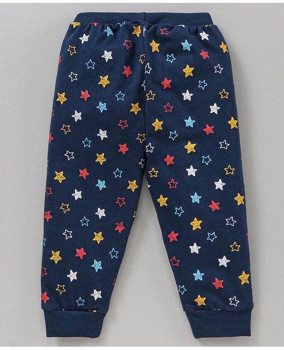 Babyhug Cotton Full Length Lounge Pants Star Print Pack of 2 - Navy Blue