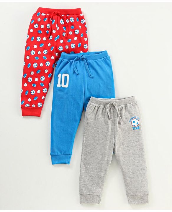 Babyhug Full Length Lounge Pant Ball Print Pack of 3 - Multicolor