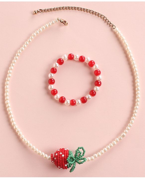 Babyhug Free Size Pearl Necklace with Bracelet Set Pack - Pink