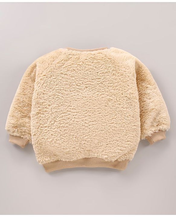 Babyhug Knit Full Sleeves Sweatshirt Puppy Face Design - Brown
