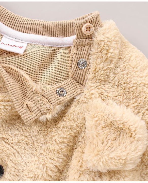 Babyhug Knit Full Sleeves Sweatshirt Puppy Face Design - Brown