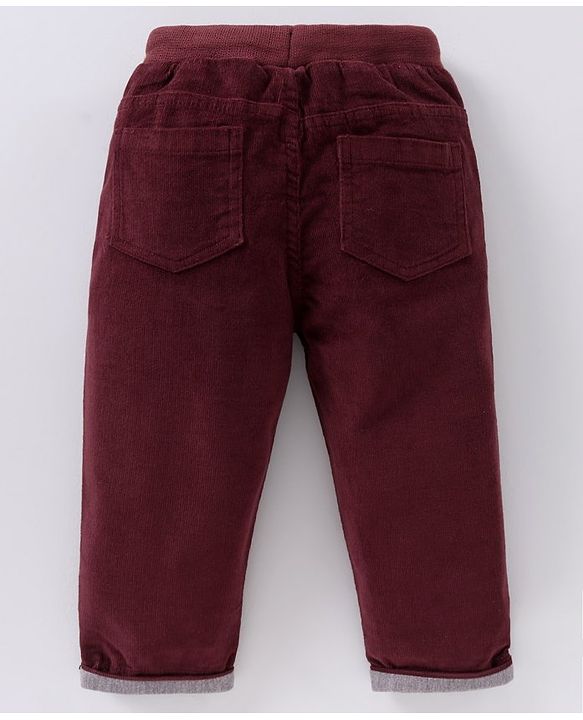 Babyhug Full Length Solid Corduroy Pants - Maroon