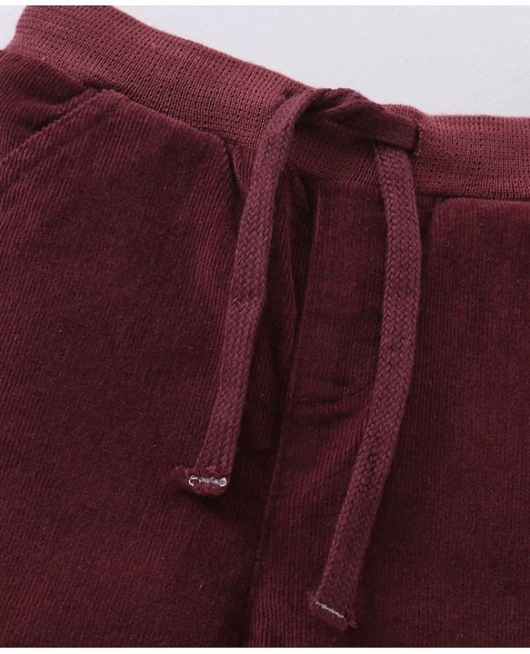 Babyhug Full Length Solid Corduroy Pants - Maroon