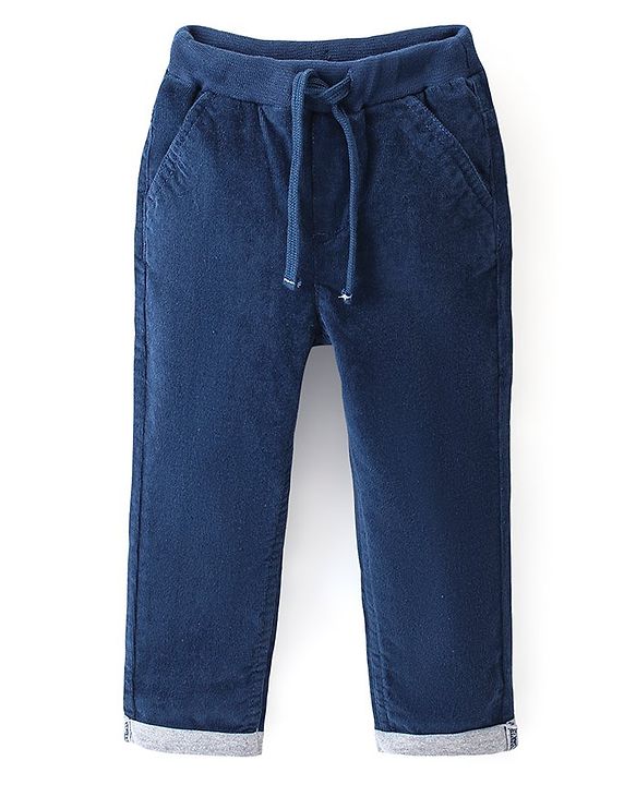 Babyhug Cotton Full Length Corduroy Pants Solid Colour - Royal Blue