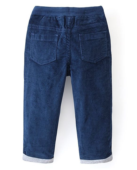 Babyhug Cotton Full Length Corduroy Pants Solid Colour - Royal Blue