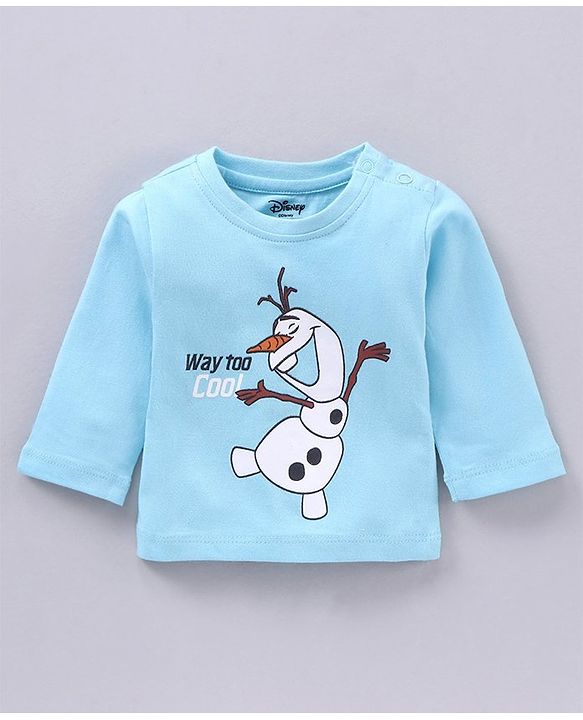 Babyhug Full Sleeves T-shirt Olaf Print - Light Blue