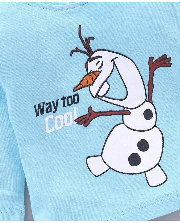 Babyhug Full Sleeves T-shirt Olaf Print - Light Blue
