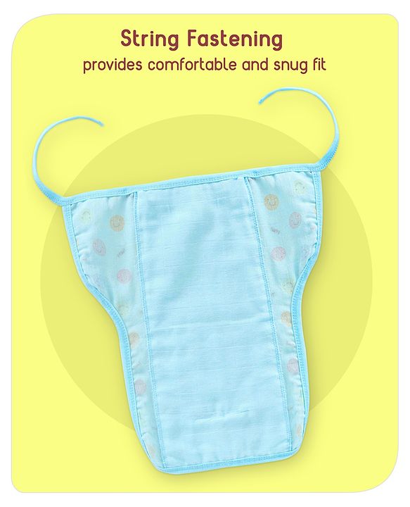 Babyhug Muslin Cotton Dyed Printed Cloth Nappies Extra Small Set of 5 - Multicolour