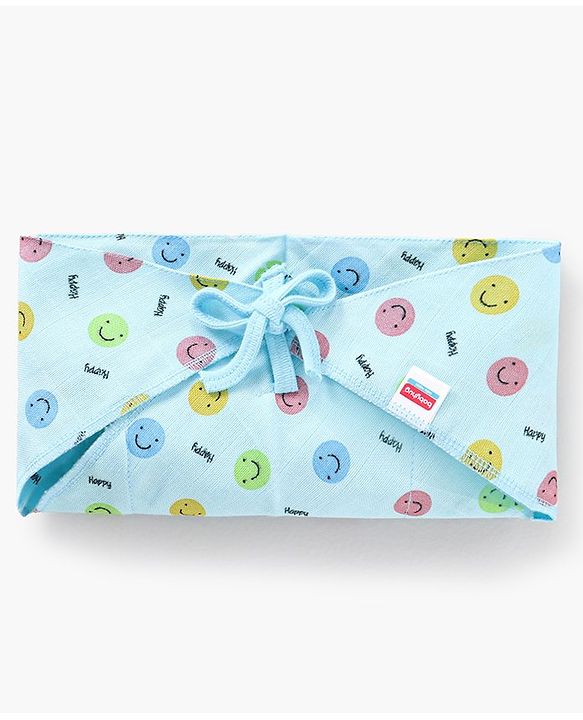 Babyhug Muslin Cloth Nappy Smiley Print Large Set Of 5 - Multicolor