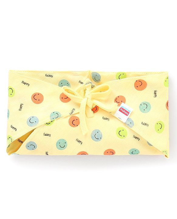 Babyhug Muslin Cloth Nappy Smiley Print Large Set Of 5 - Multicolor