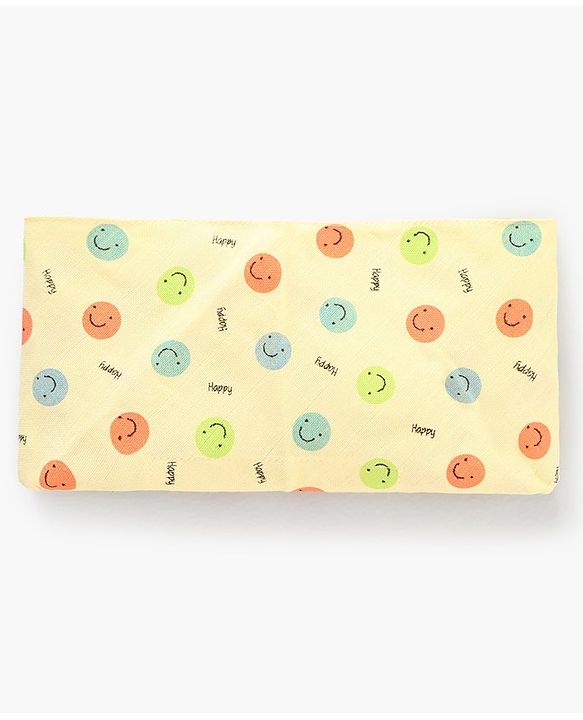 Babyhug Muslin Cloth Nappy Smiley Print Large Set Of 5 - Multicolor