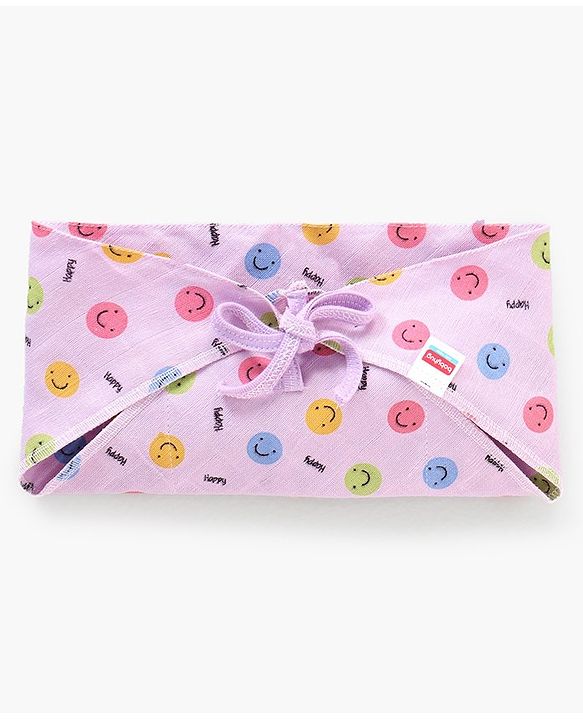 Babyhug Muslin Cloth Nappy Smiley Print Large Set Of 5 - Multicolor
