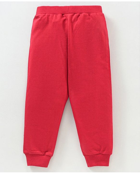 Babyhug Cotton Knit Full Length Joggers Pant Text Print Pack of 2 - Navy Red