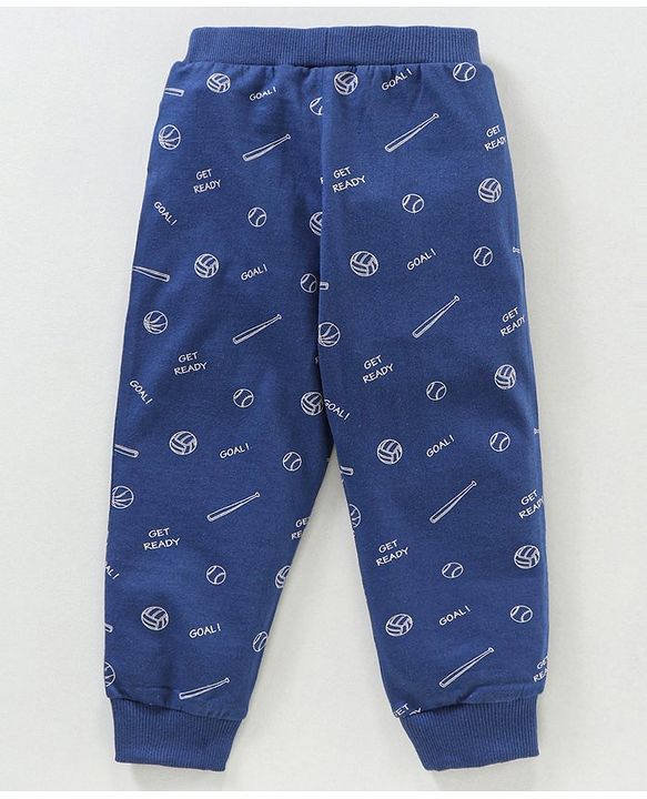 Babyhug Cotton Knit Full Length Joggers Pant Text Print Pack of 2 - Navy Red