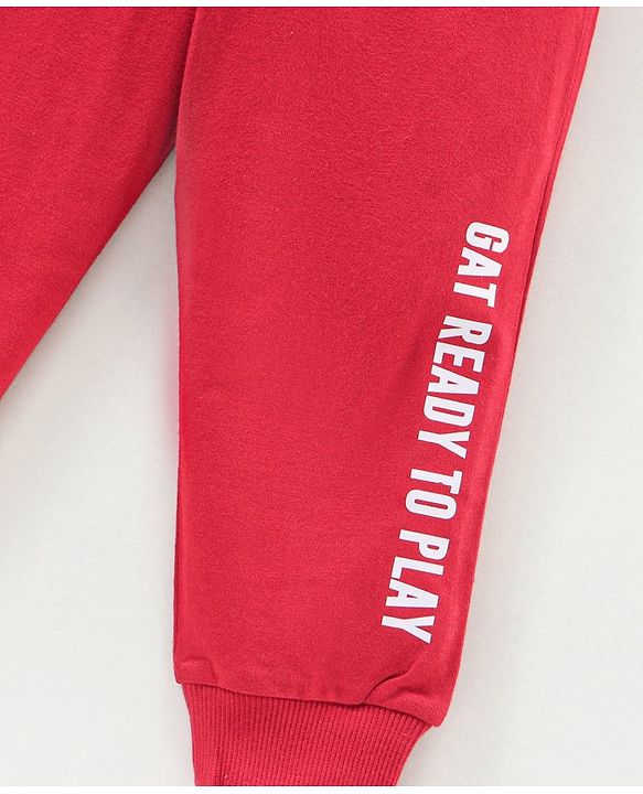 Babyhug Cotton Knit Full Length Joggers Pant Text Print Pack of 2 - Navy Red