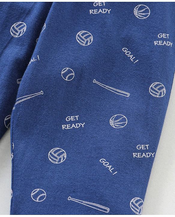 Babyhug Cotton Knit Full Length Joggers Pant Text Print Pack of 2 - Navy Red
