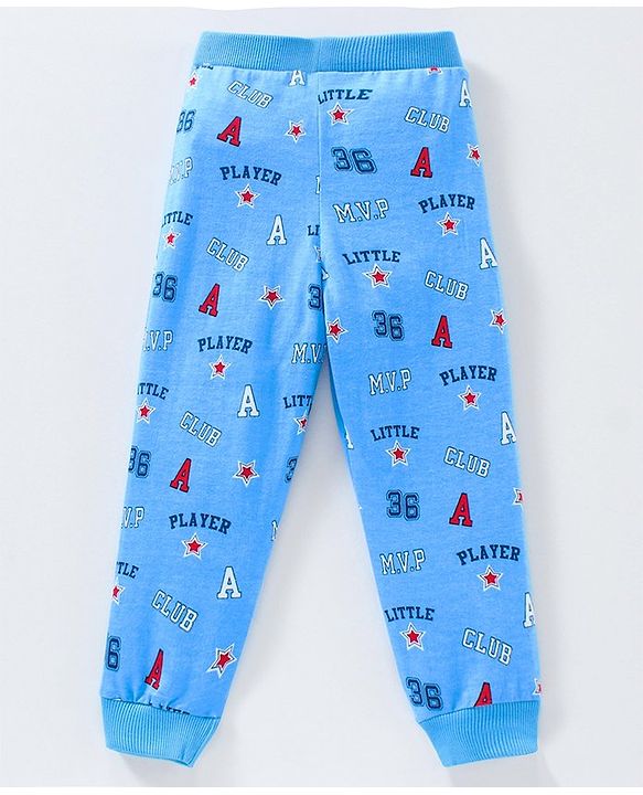Babyhug Cotton Full Length Lounge Pants Text Print Pack of 2 - Navy Blue