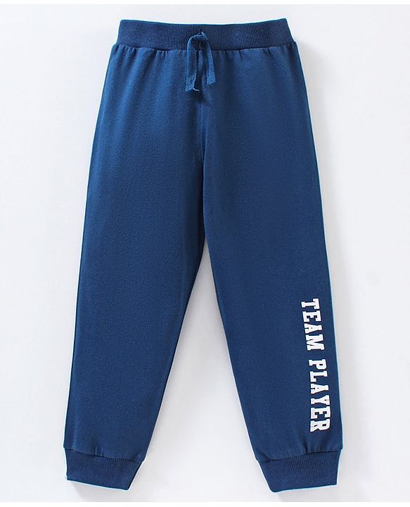 Babyhug Cotton Full Length Lounge Pants Text Print Pack of 2 - Navy Blue