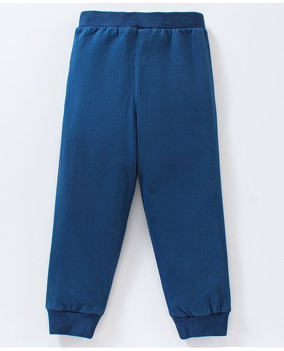 Babyhug Cotton Full Length Lounge Pants Text Print Pack of 2 - Navy Blue