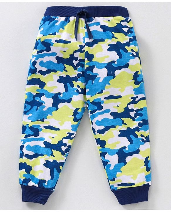 Babyhug Cotton Knit Full Length Solid &   Camouflage Printed Lounge Pants Pack Of 3 - Multicolour