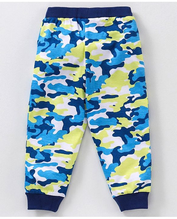 Babyhug Cotton Knit Full Length Solid &   Camouflage Printed Lounge Pants Pack Of 3 - Multicolour