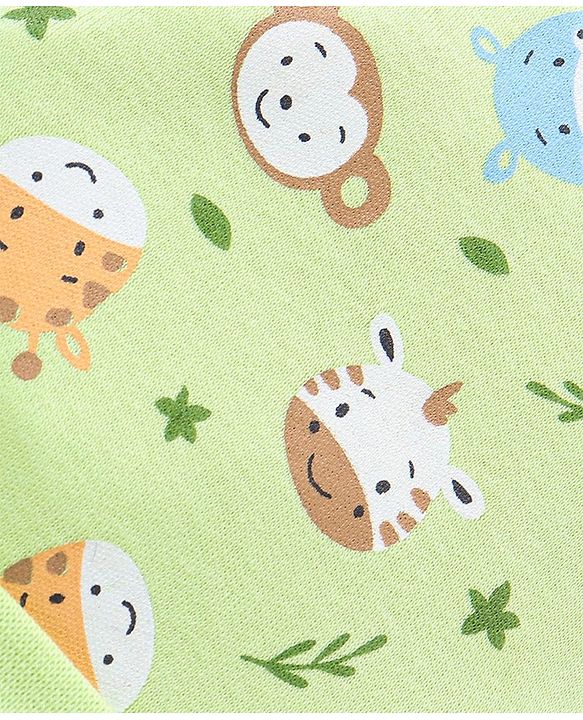 Babyhug 100% Cotton Cap Mittens & Booties Set Cow Giraffe Print - Diameter 10 cm