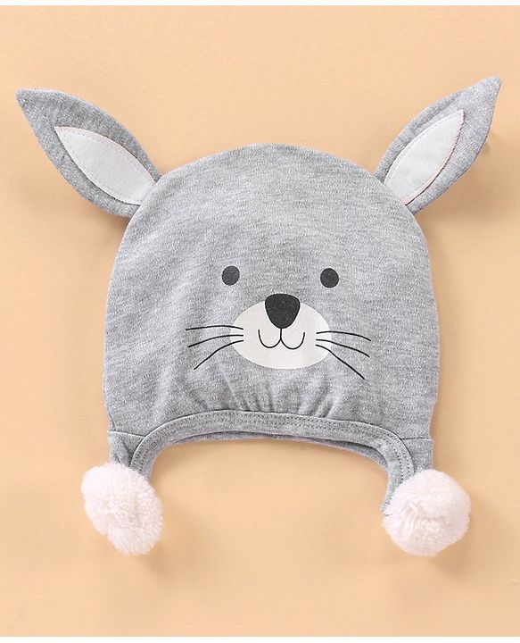 Babyhug Cap Bunny Design Grey - Diameter 14.5 cm