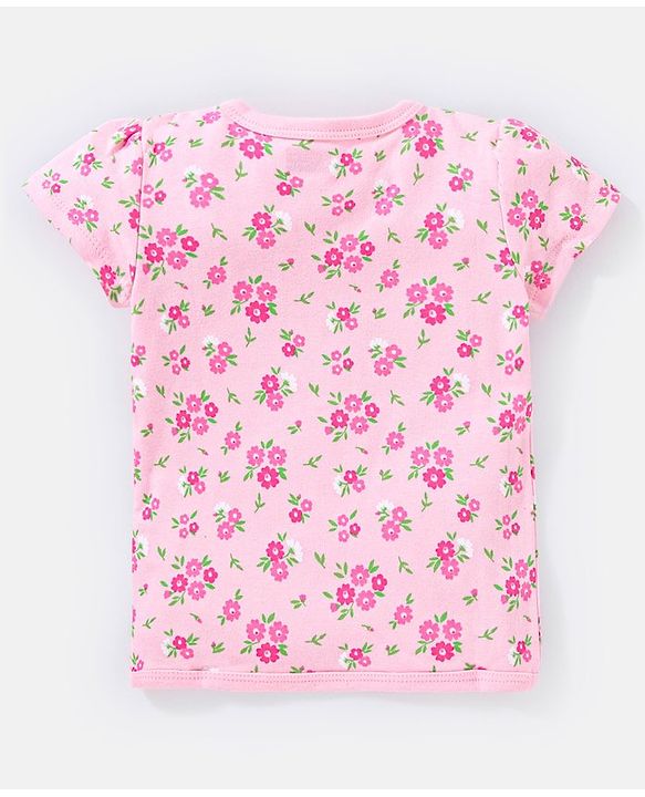 Babyhug 100% Cotton Short Sleeves Vest Floral Print - Pink