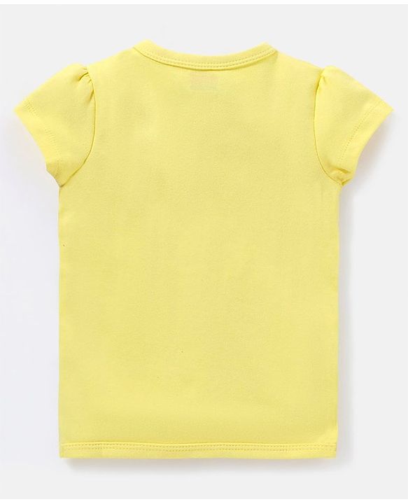 Babyhug 100% Cotton Knit Short Sleeves Vest Floral Print - Yellow