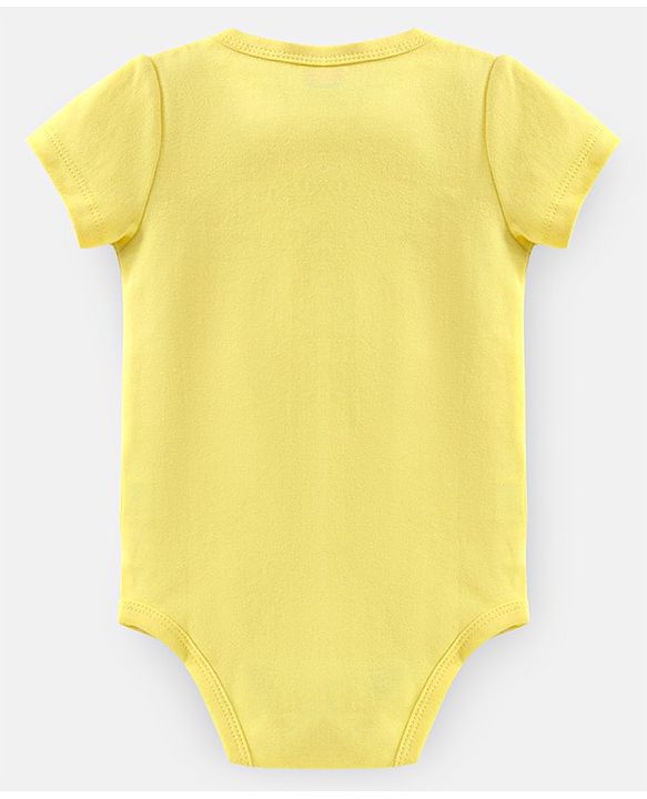 Babyhug 100% Cotton Half Sleeves Onesie Floral Print - Yellow