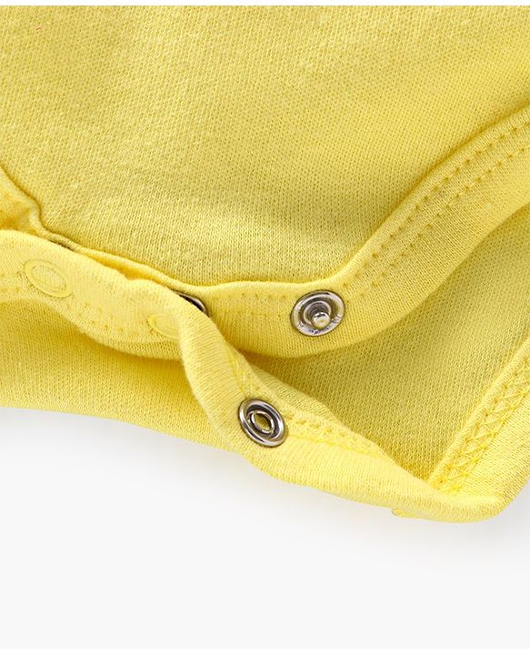 Babyhug 100% Cotton Half Sleeves Onesie Floral Print - Yellow