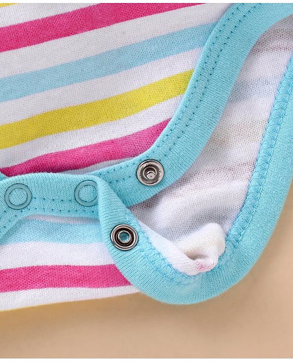Babyhug 100% Cotton Knit Half Sleeves Onesie Striped - Multicolour