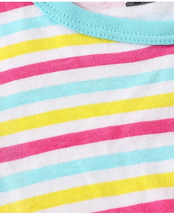 Babyhug 100% Cotton Knit Half Sleeves Onesie Striped - Multicolour