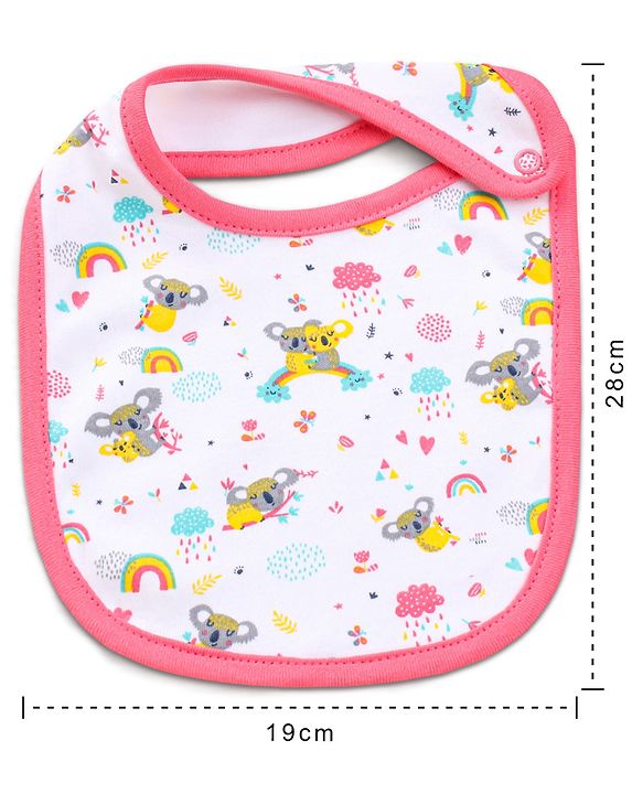 Babyhug Cotton Snap Buttons Closure Bear Print Pack of 2 - Blue & White