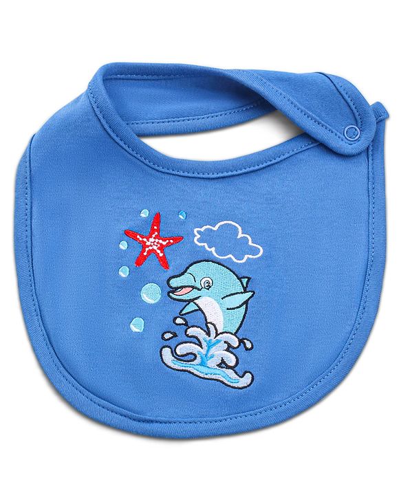 Babyhug Cotton Snap Buttons Closure Bear Print Pack of 2 - Blue & White