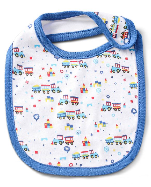 Babyhug Cotton Snap Buttons Closure Bear Print Pack of 2 - Blue & White