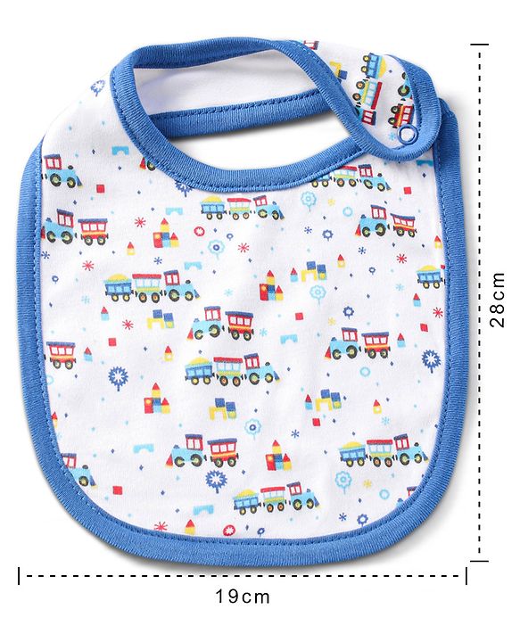 Babyhug Cotton Snap Buttons Closure Bear Print Pack of 2 - Blue & White