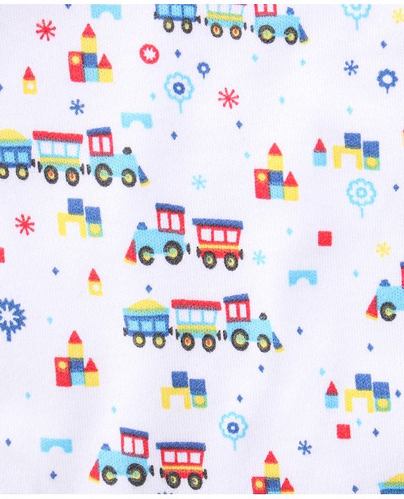 Babyhug Cotton Snap Buttons Closure Bear Print Pack of 2 - Blue & White