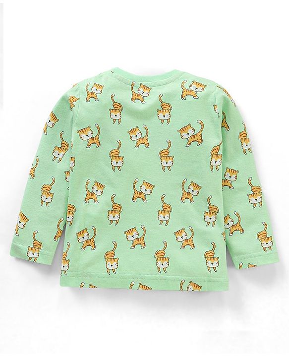 Babyhug Full Sleeves Tiger Printed  Night Suit - Green
