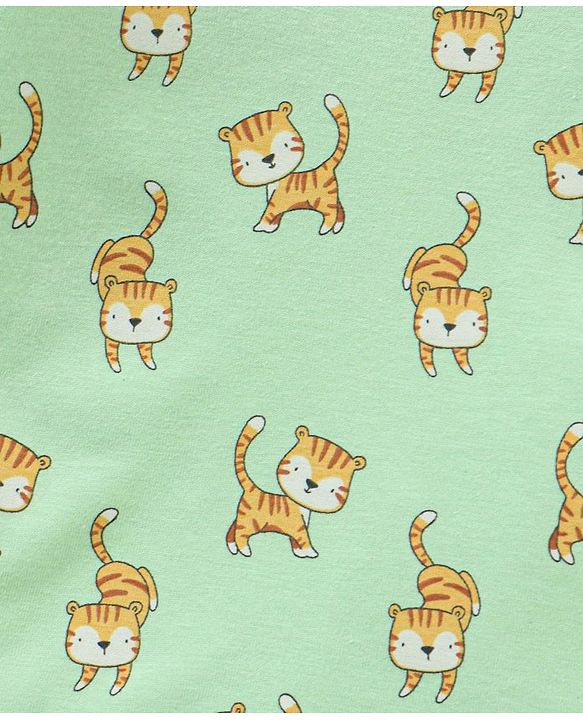 Babyhug Full Sleeves Tiger Printed  Night Suit - Green