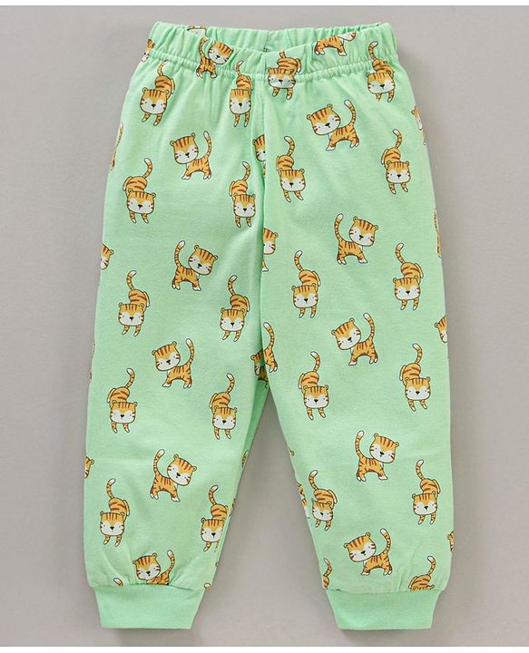 Babyhug Full Sleeves Tiger Printed  Night Suit - Green