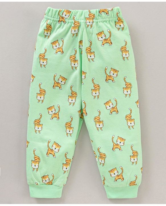 Babyhug Full Sleeves Tiger Printed  Night Suit - Green